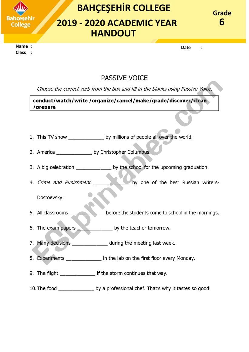 passive voices worksheet