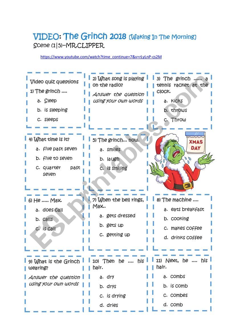 Christmas, the Grinch worksheet