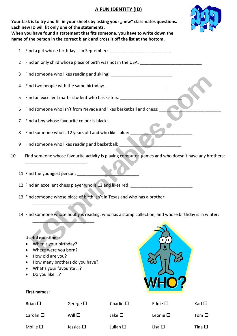 A fun ID worksheet