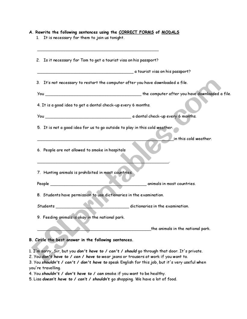 Pre Intermediate level Modals, Tenses and Comparatives and Superlatives practice