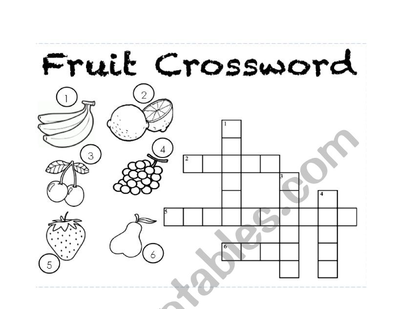 Fruits Crossword worksheet