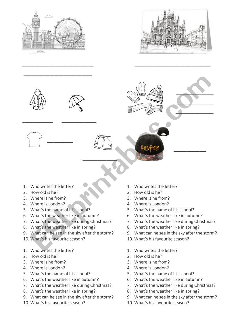 A letter from London worksheet