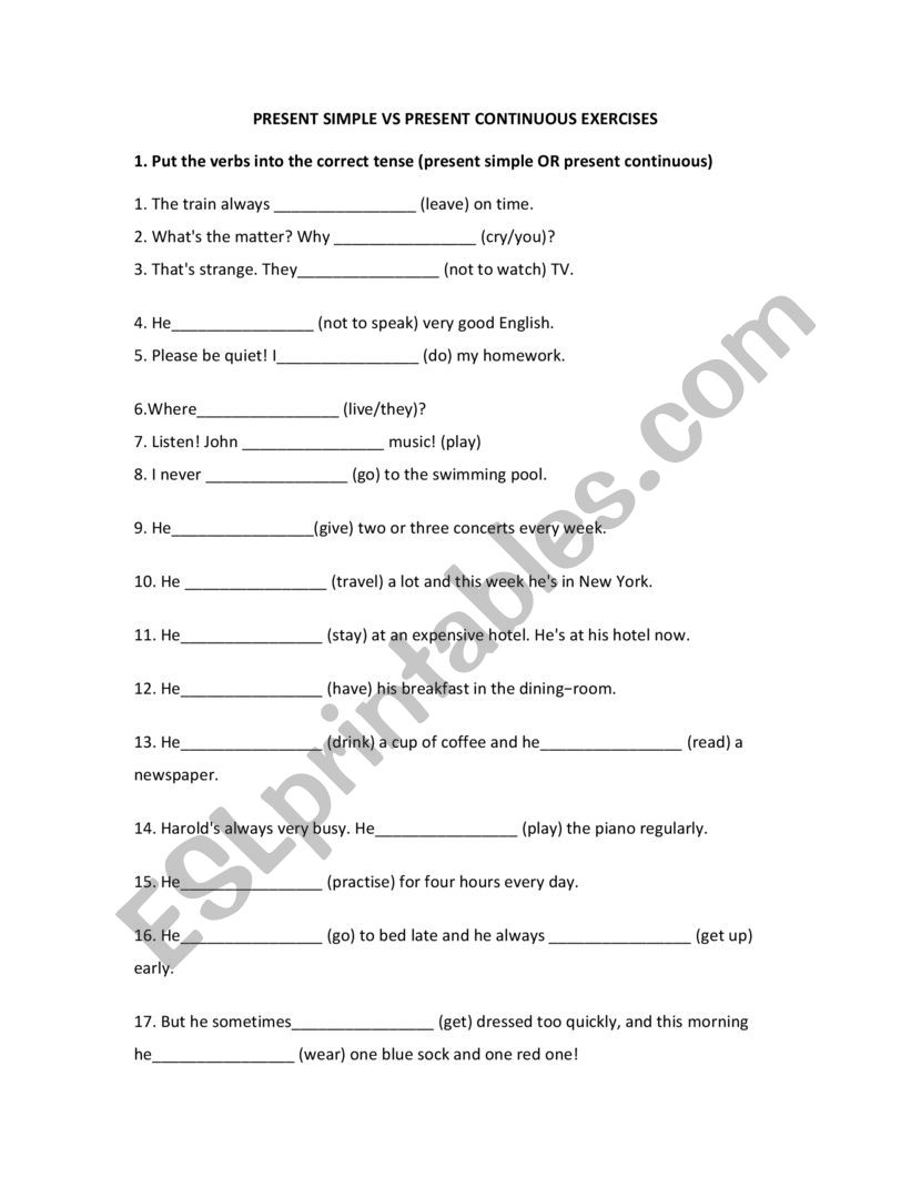 simple present  worksheet