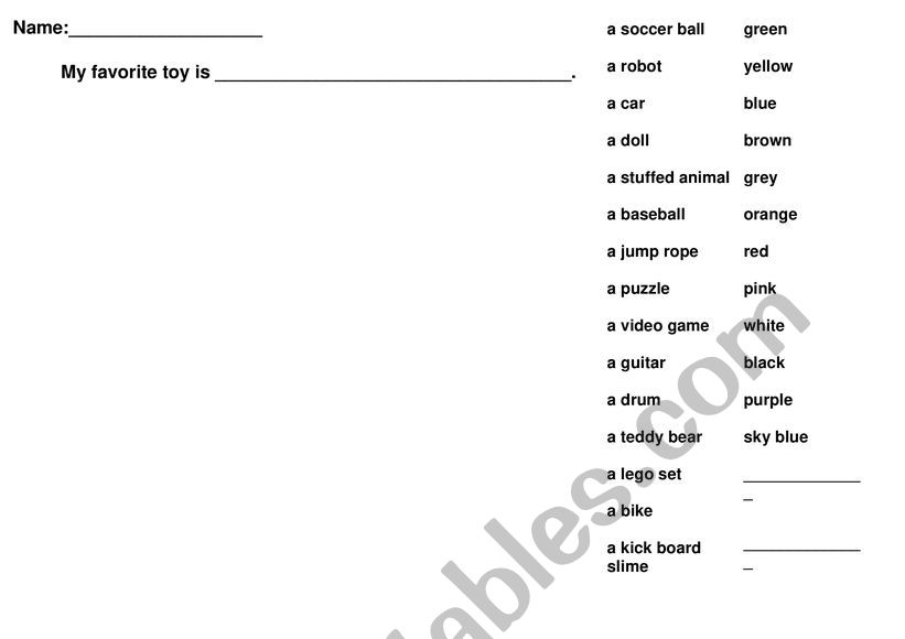 My Favorite Toy Drawing worksheet