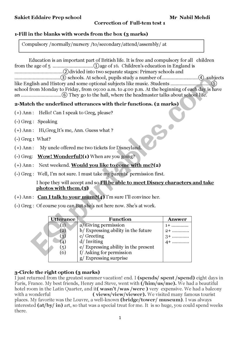 8th form full term test 1 correction