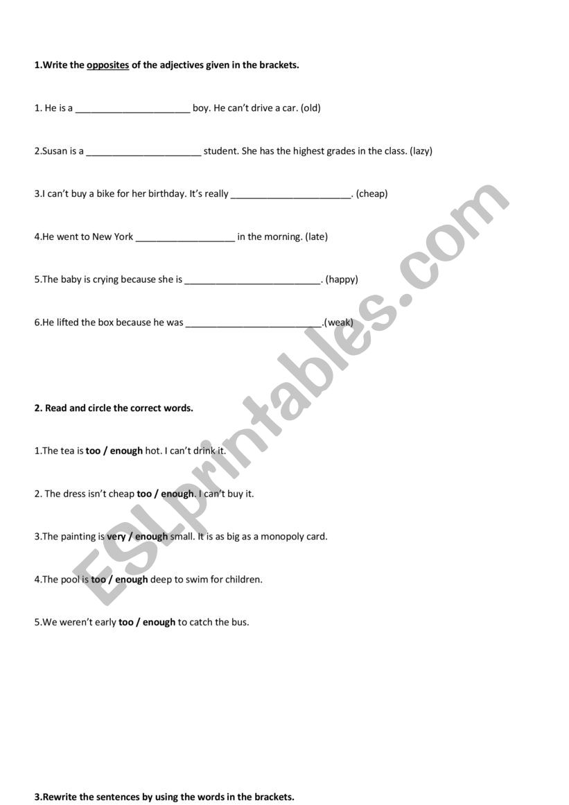 too-enough worksheet