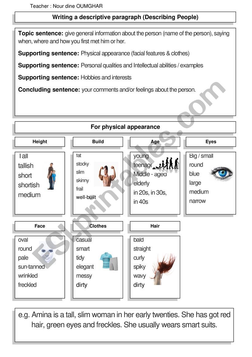 Writing a descriptive paragraph