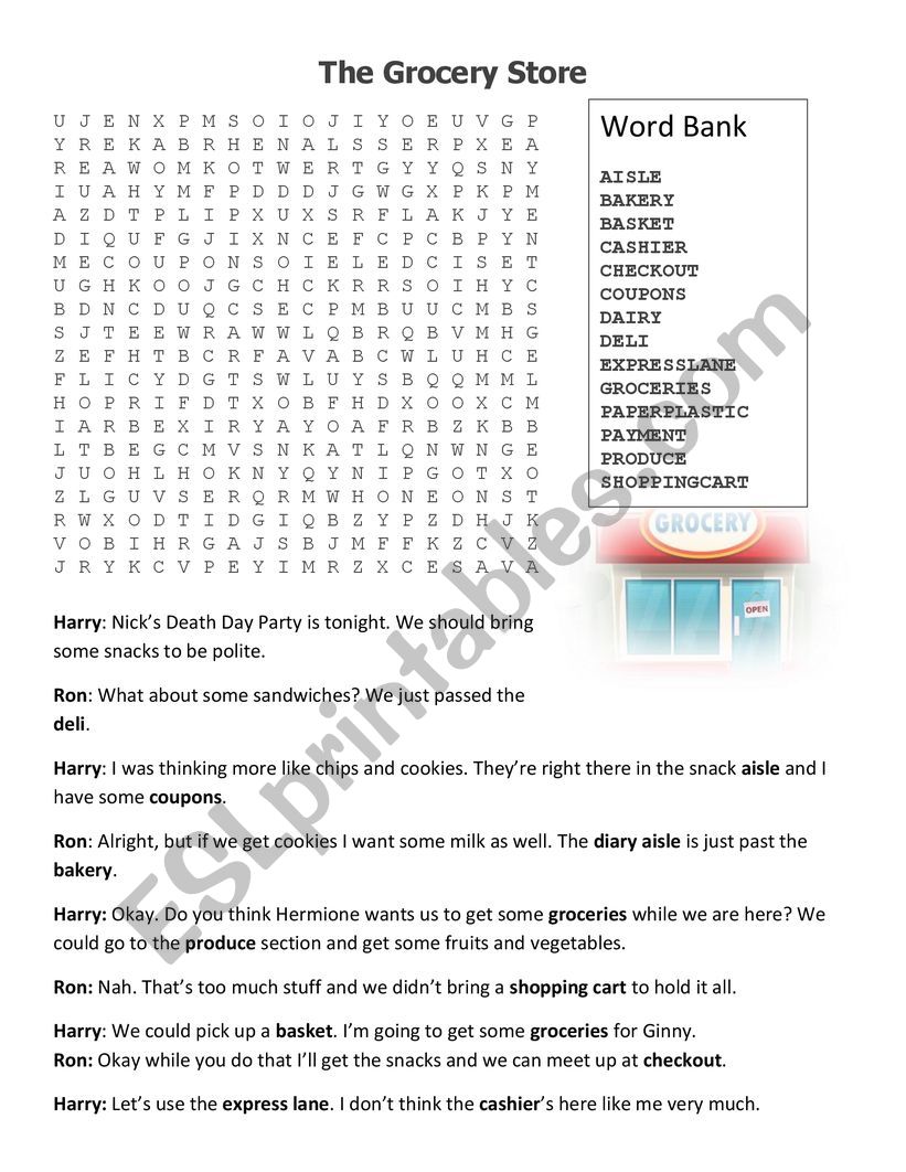 The Grocery Store worksheet
