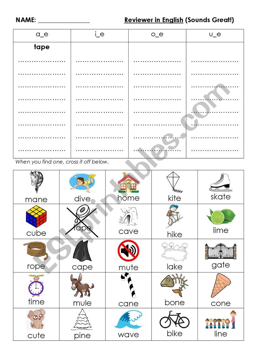 MAGIC E  worksheet