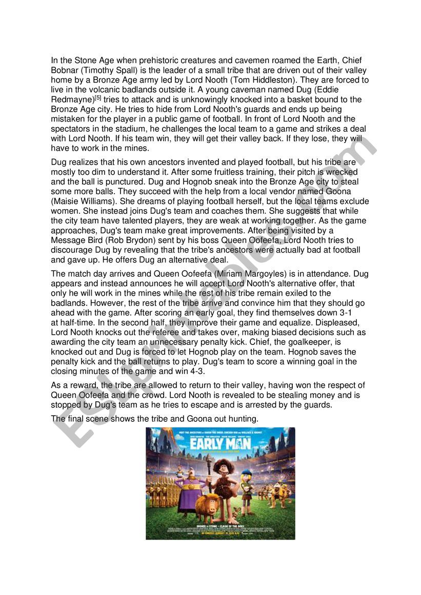 Early Man worksheet