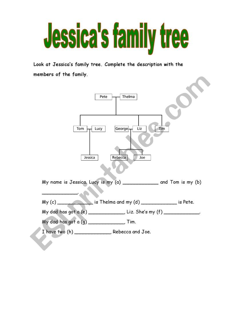 Family tree worksheet