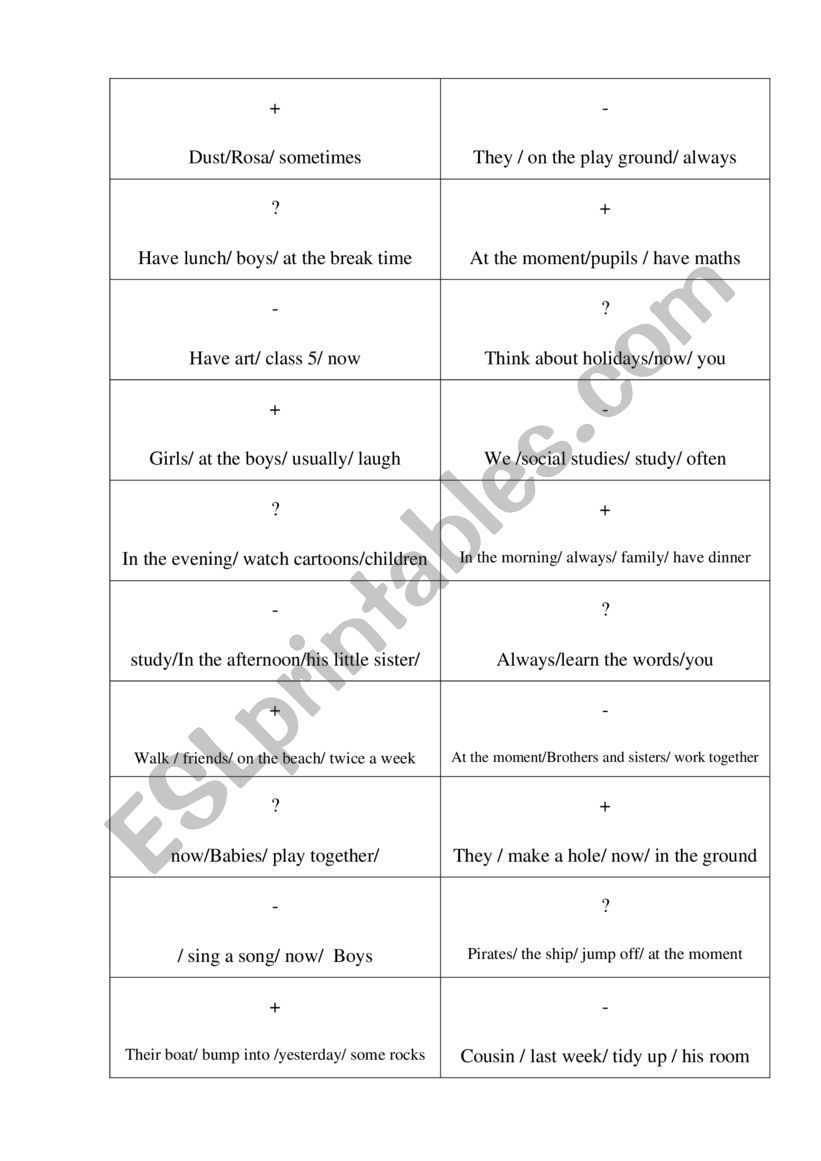 Present Simple/ Present Continuous/ Past Simple