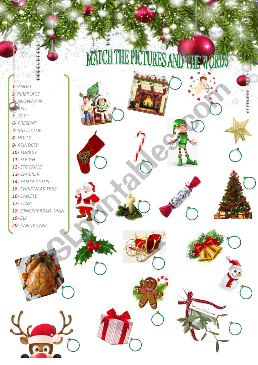 Christmas vocabulary worksheet