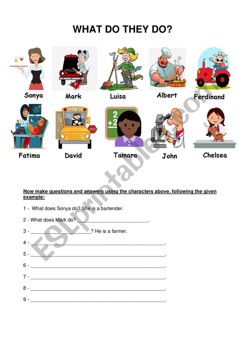 What do they do? worksheet