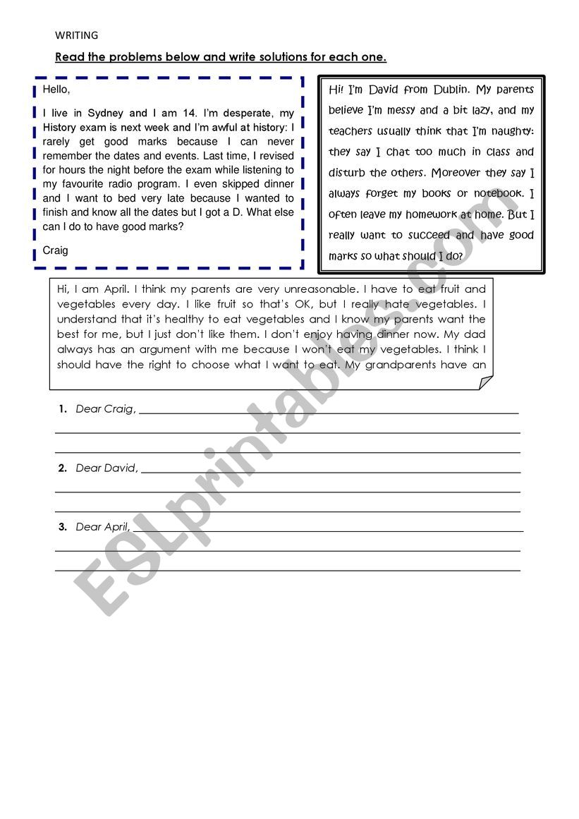 Giving advice worksheet