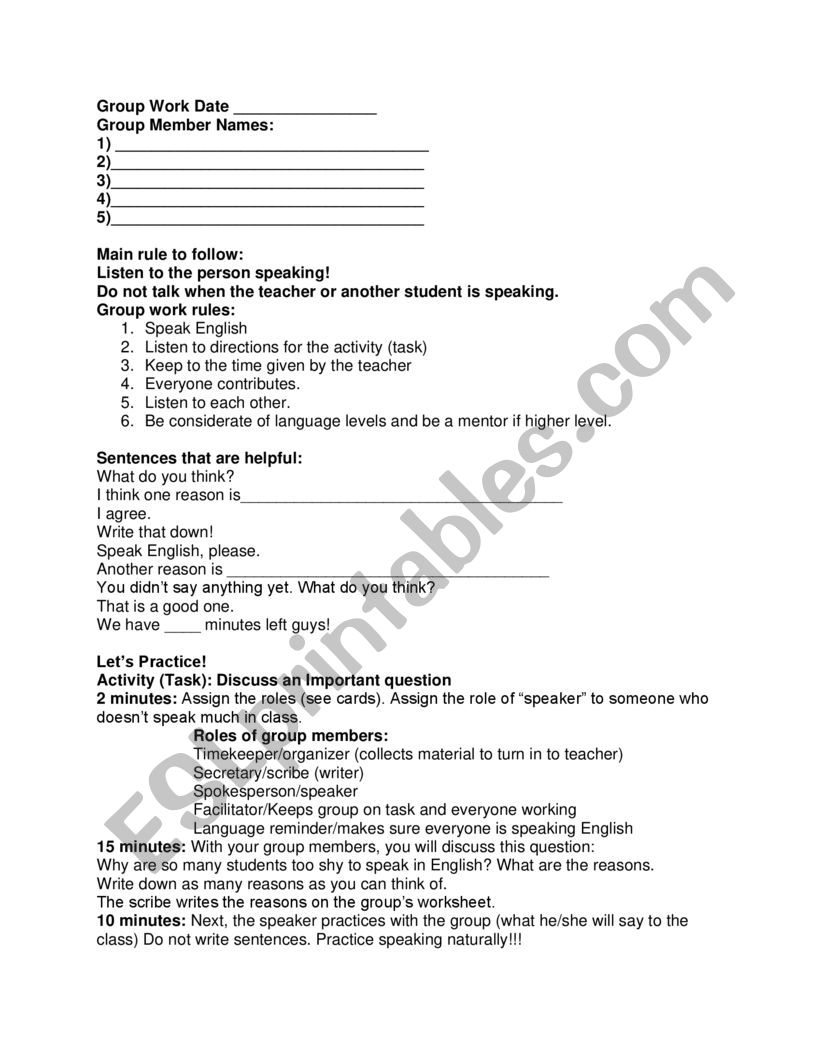 How To Do Group Work! worksheet