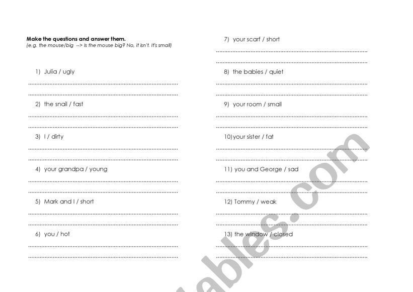 to be questions  worksheet