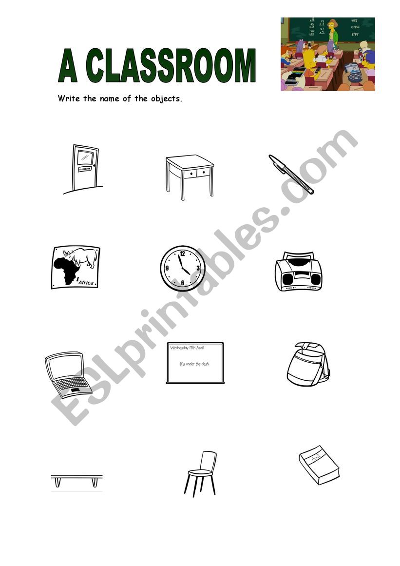 A classroom worksheet