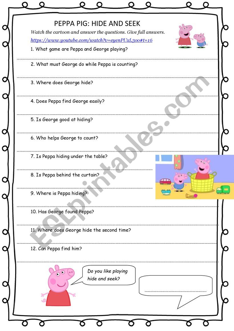 peppa pig muddy puddles worksheet