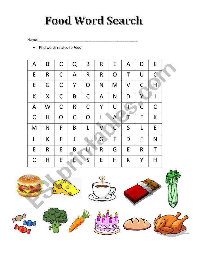 Food Word Search worksheet