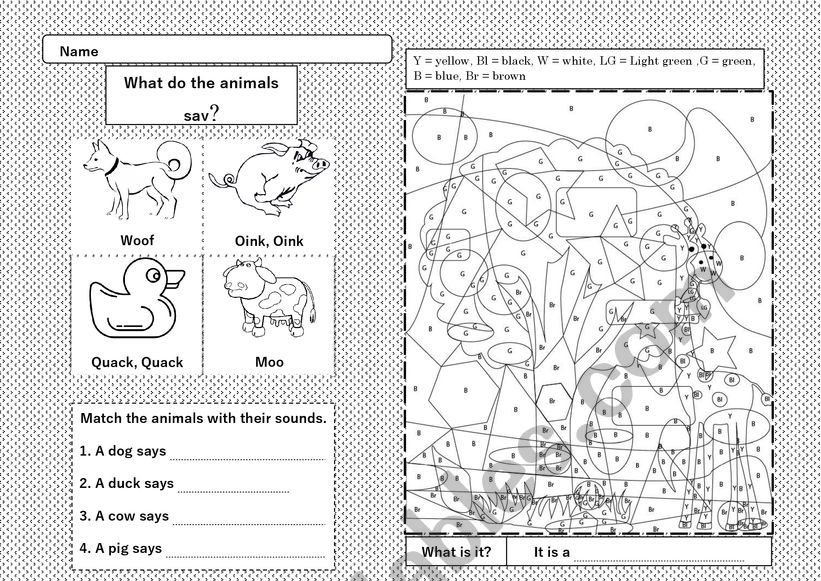 What do the animals say? worksheet