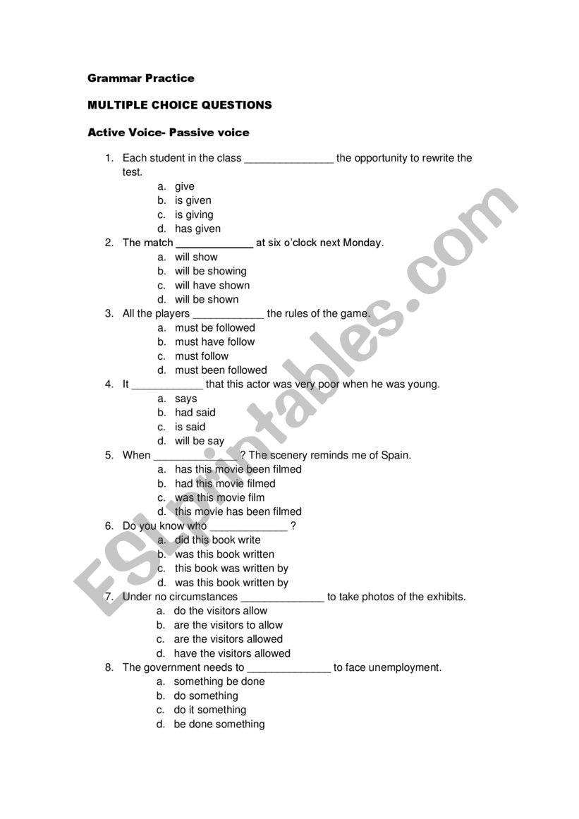 B2 GRAMMAR PRACTICE worksheet