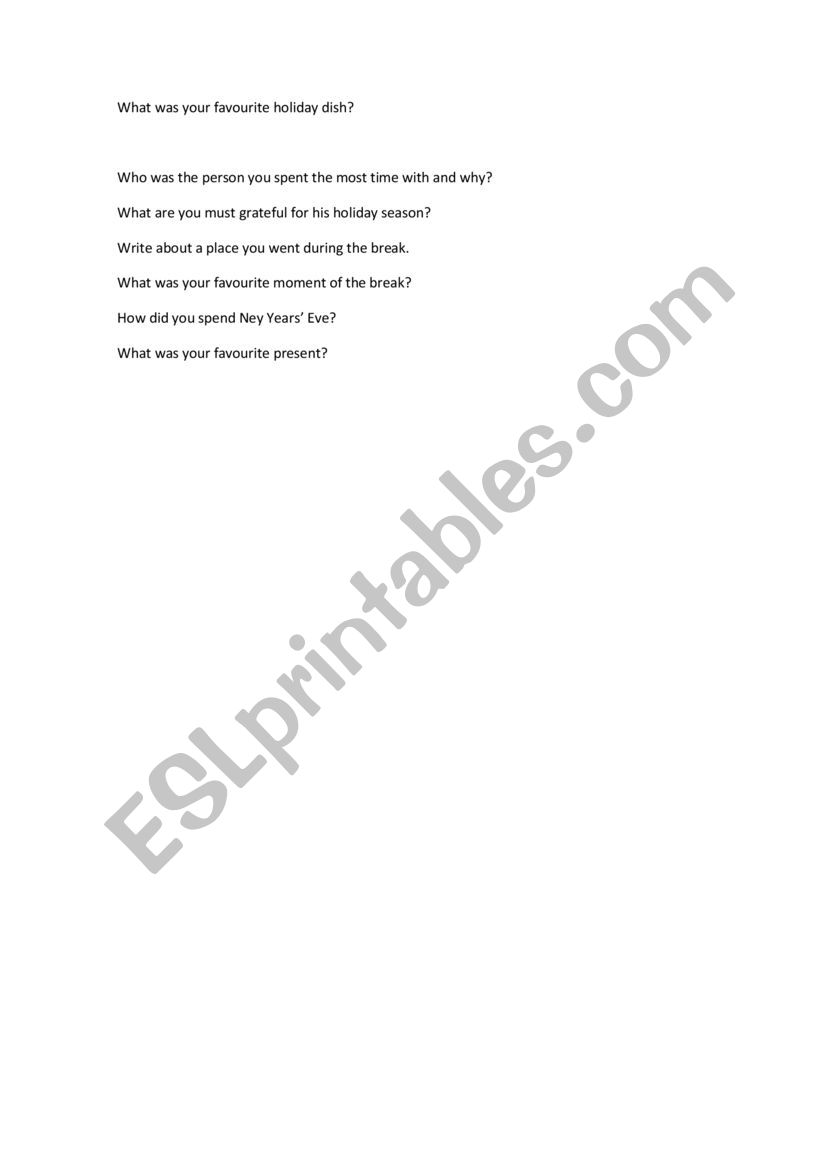 preguntas despuÃ©s de Navidad en inglÃ©s