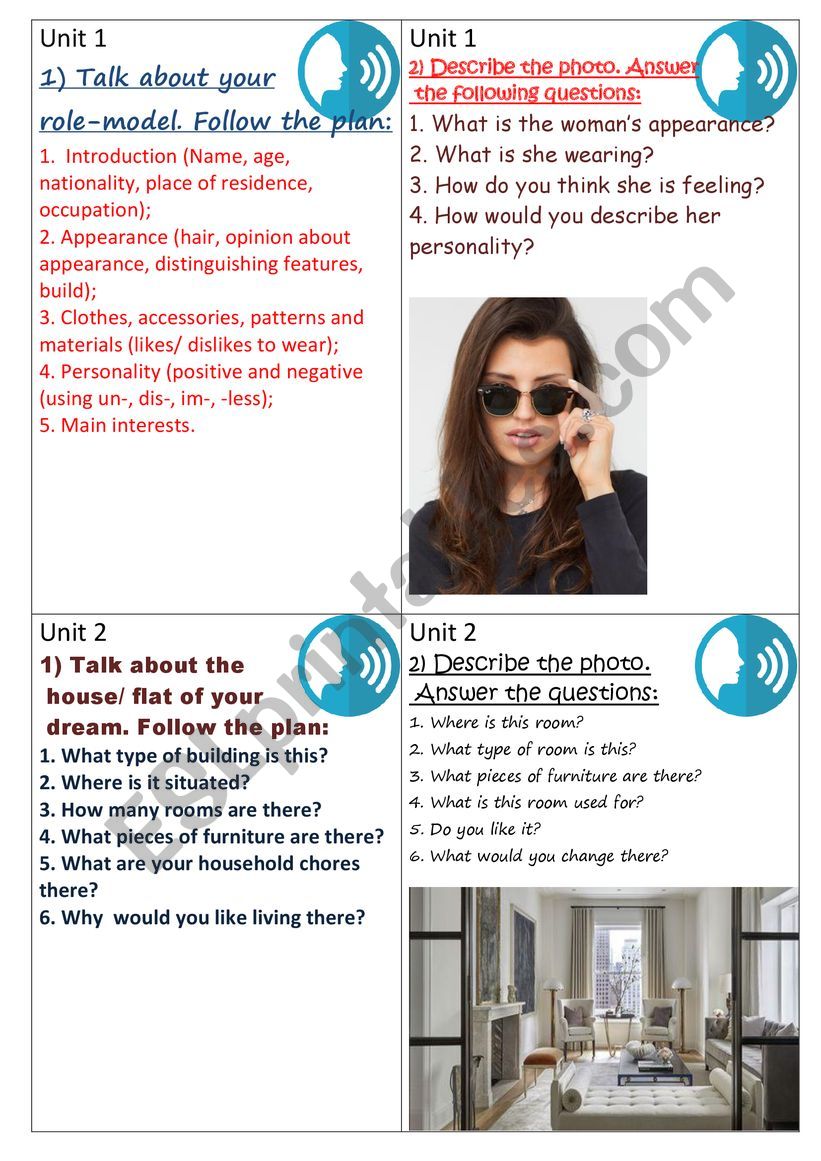 Speaking Cards part 2 worksheet