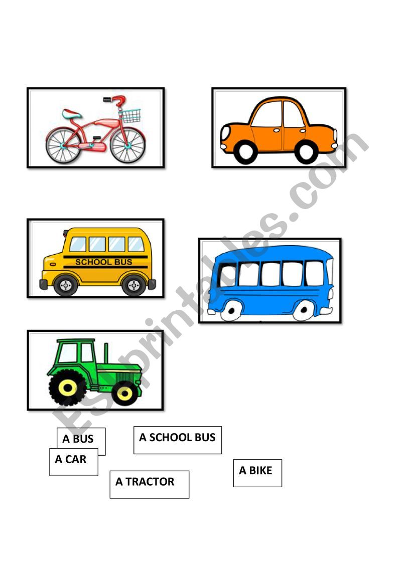 vehicles worksheet