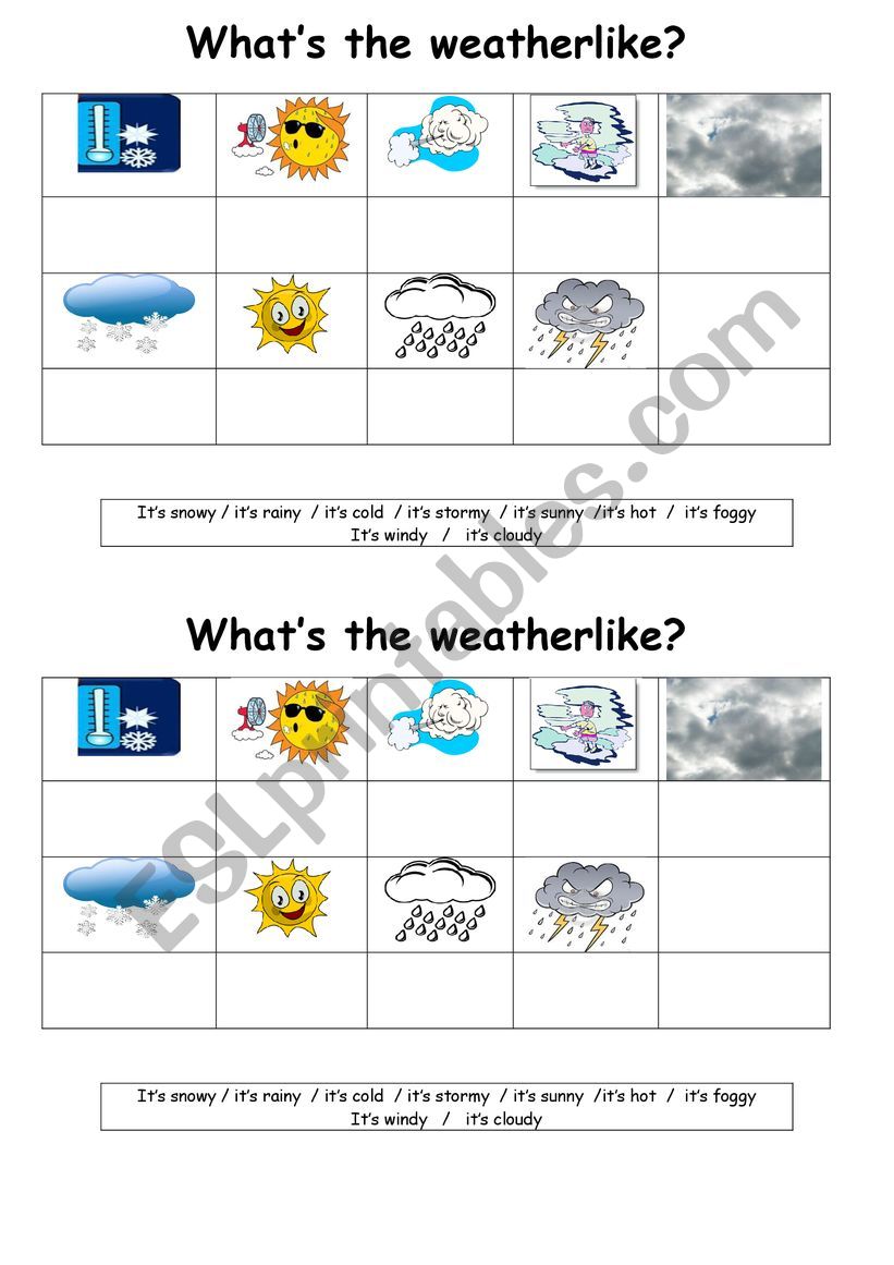 whats the weather like? worksheet