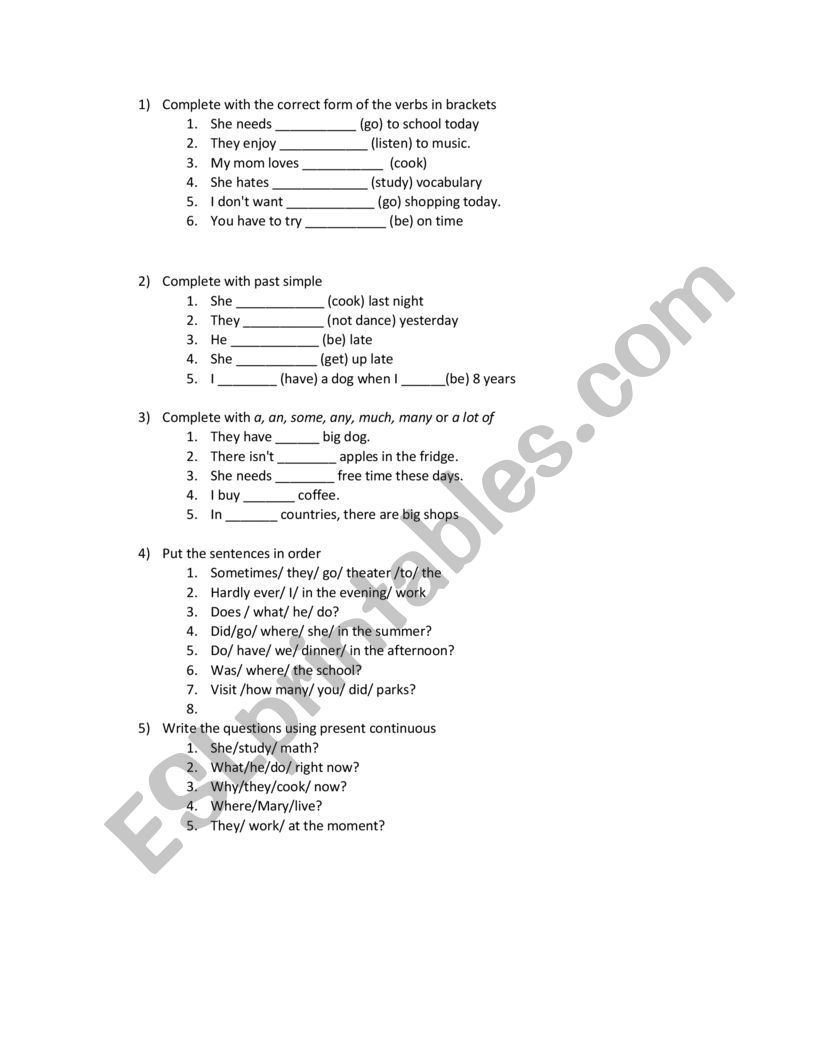 Revision worksheet worksheet