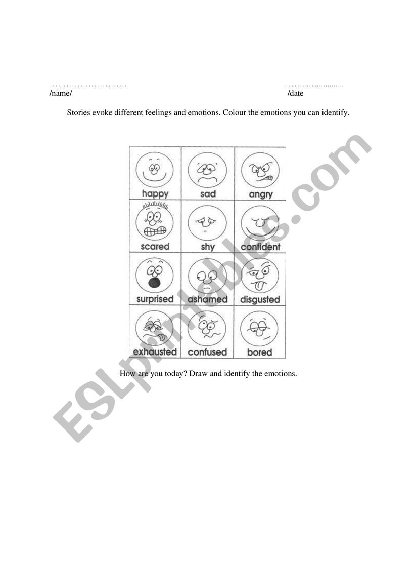 Emotions worksheet