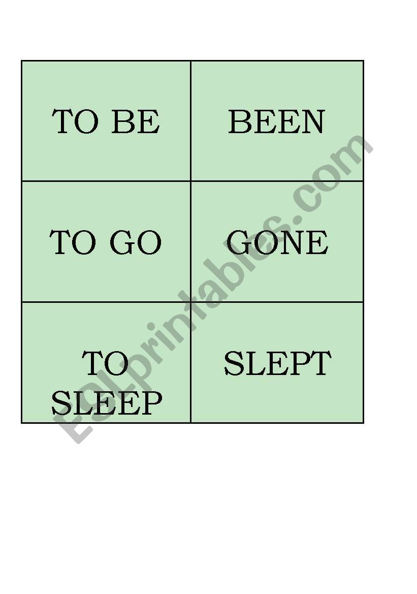MEMORY GAME PARTICIPLES worksheet