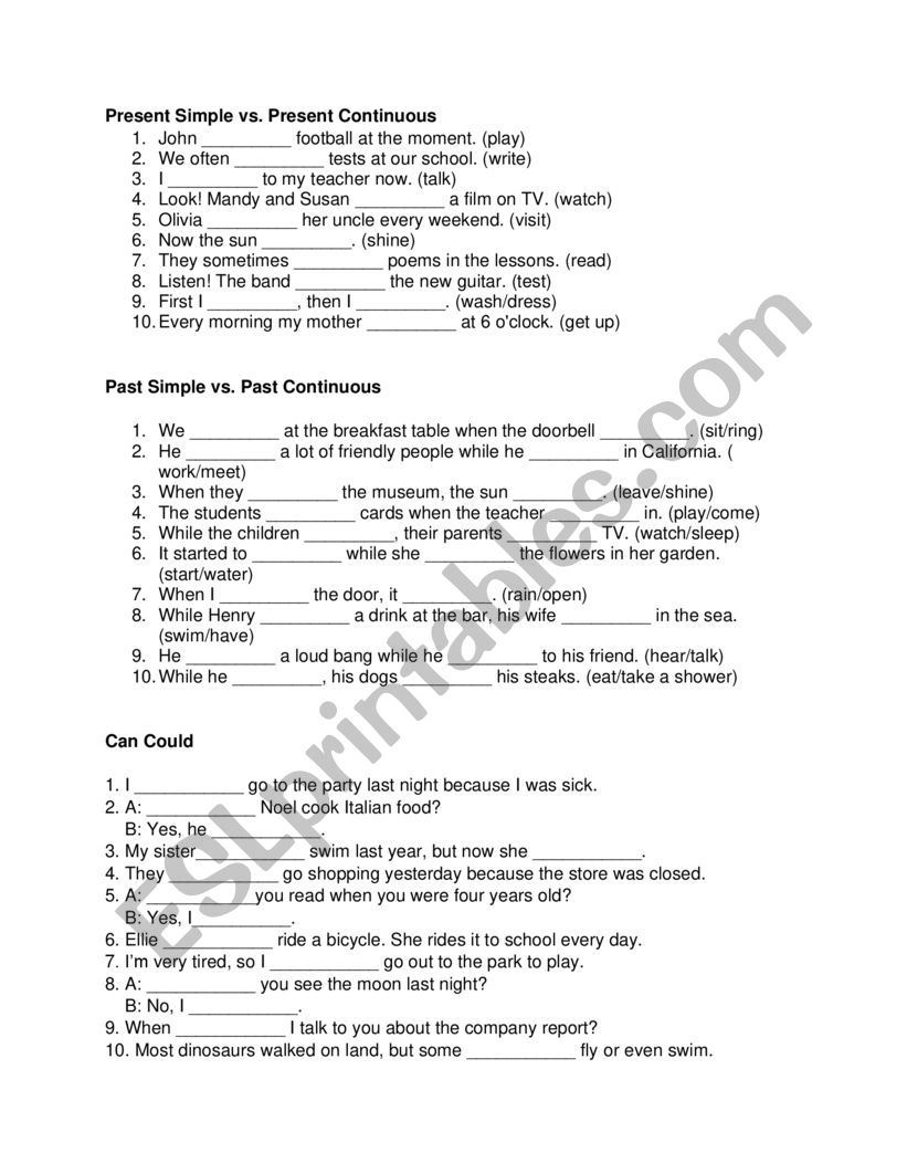 Grammar Revision Exercises worksheet