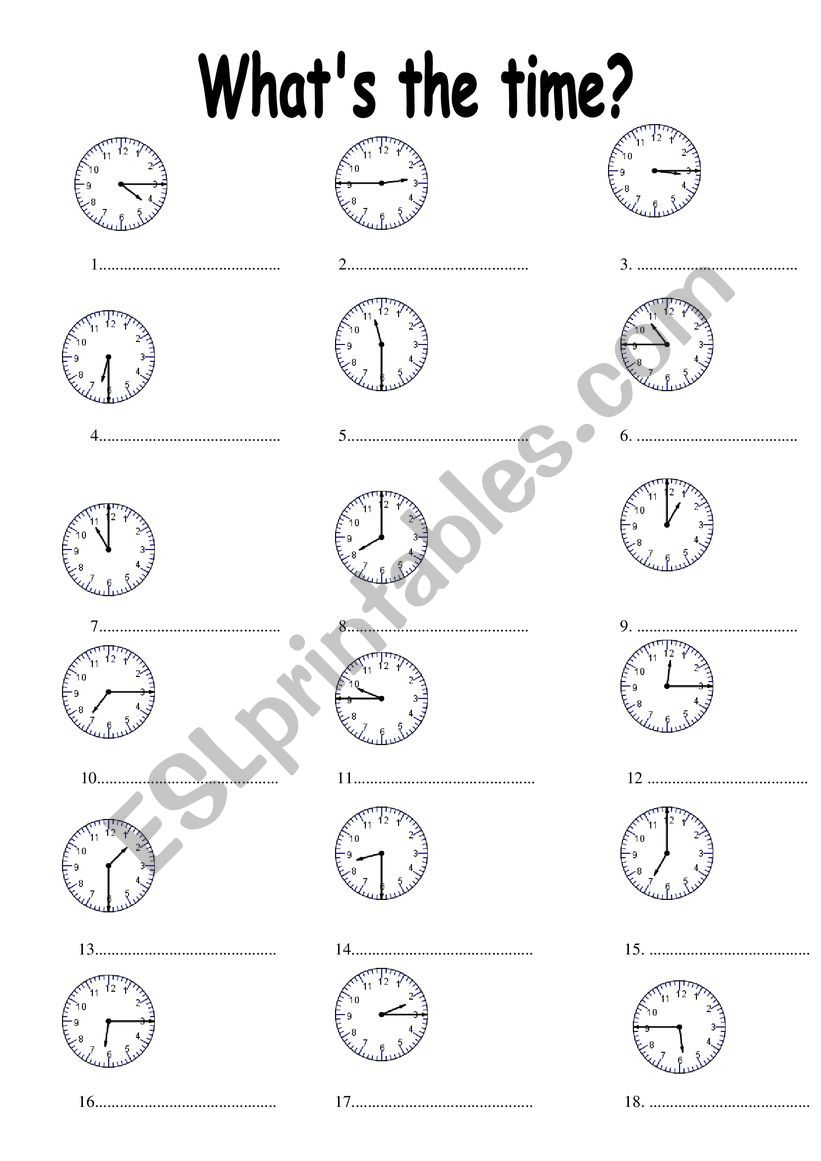 Whats the time? worksheet