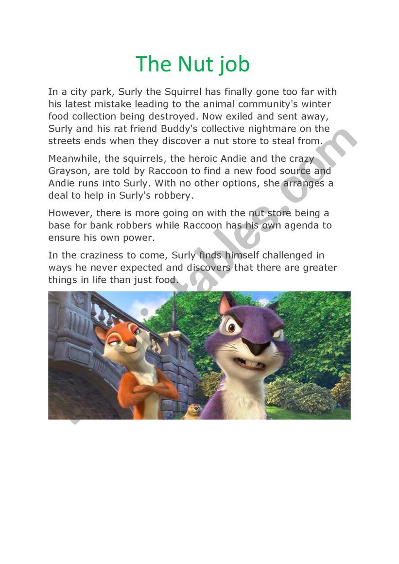 The Nut Job worksheet
