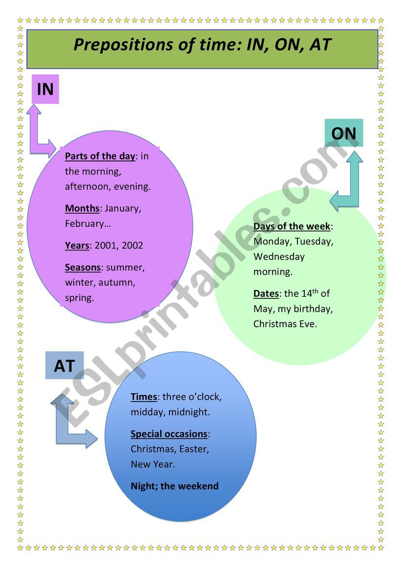 Prepositions of Time worksheet