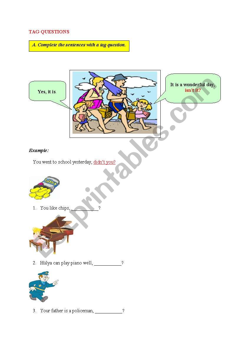 tag questions worksheet