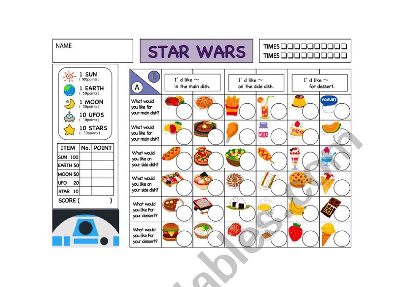 Id like to〜  worksheet