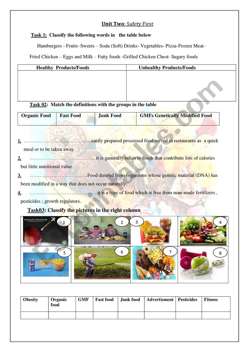  safety first worksheet