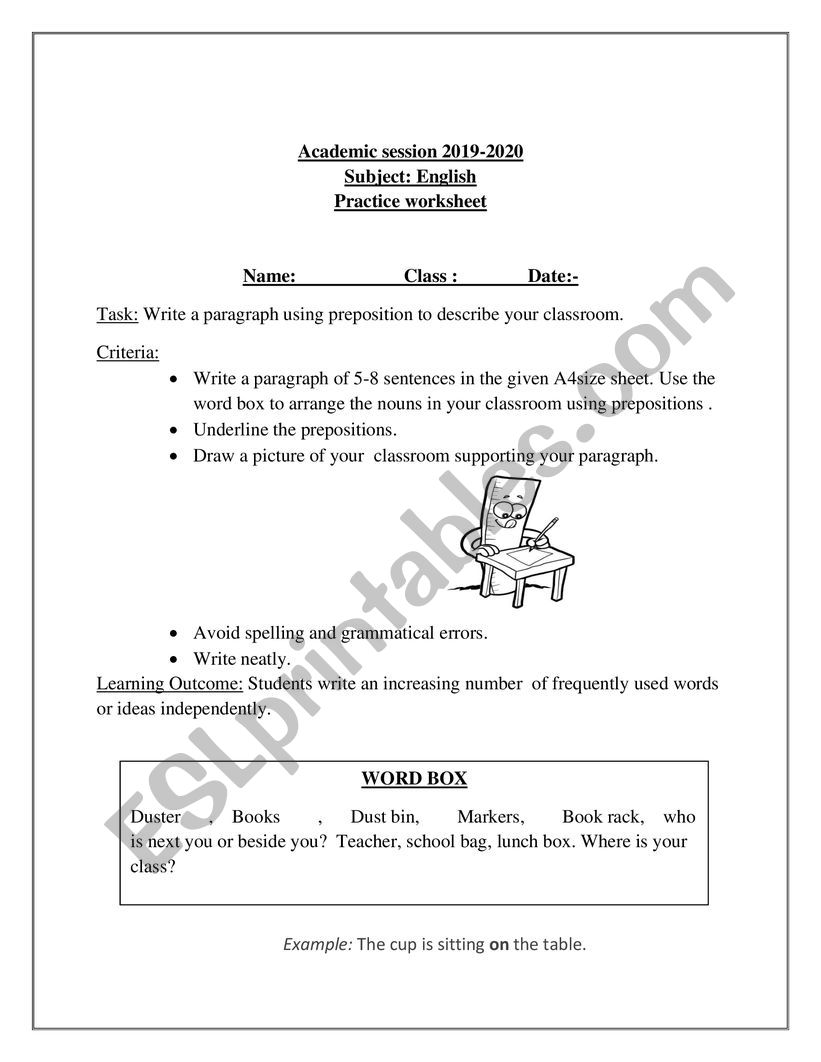 Preposition-Paragraph writing 