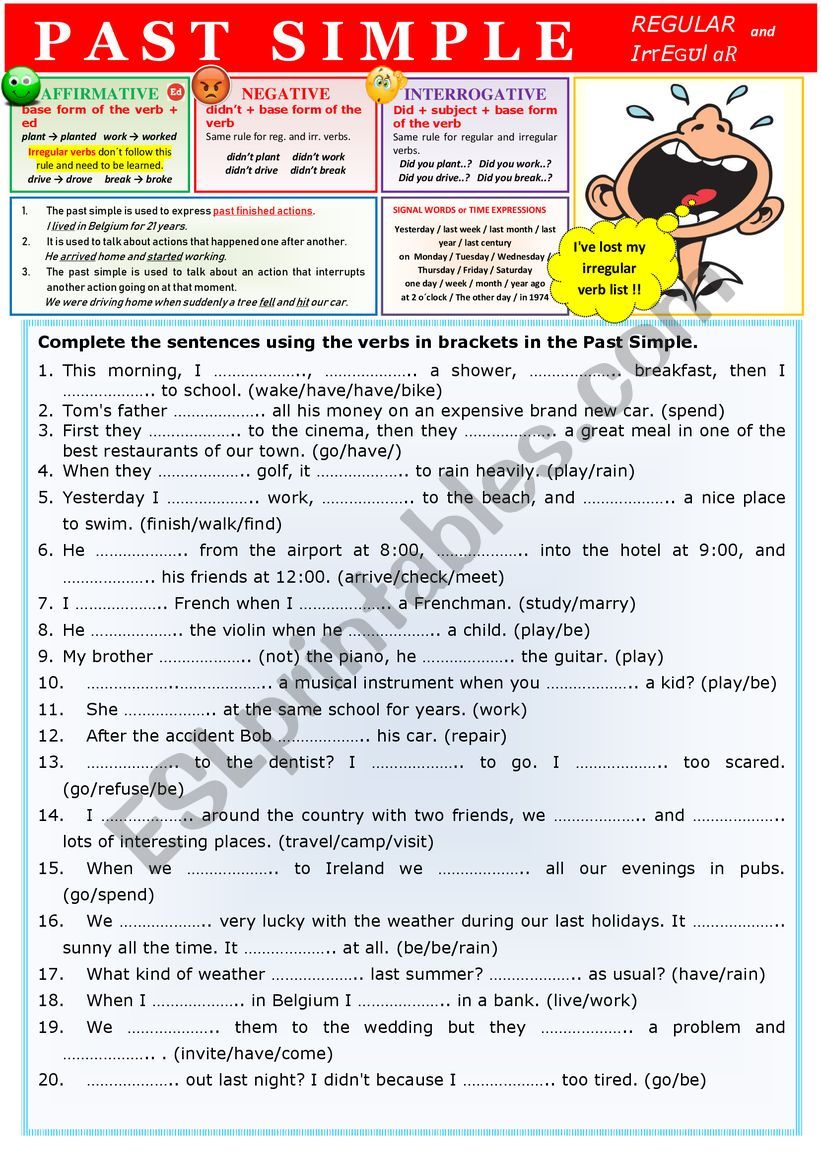  PAST SIMPLE Practice Regular and Irregular version 2