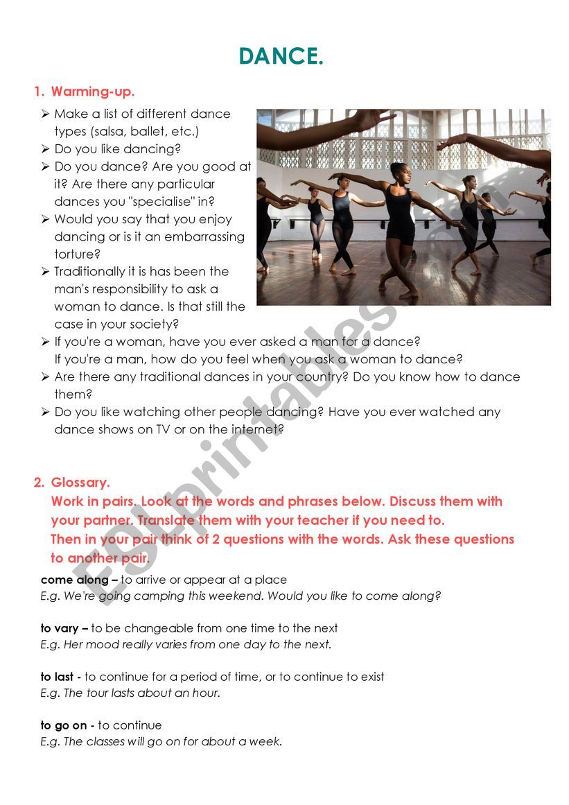 dance-worksheets
