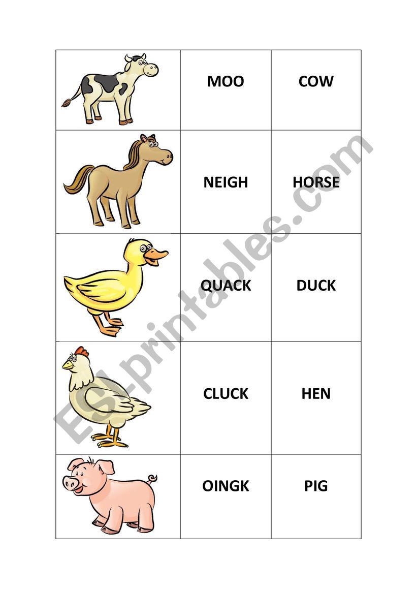 TriMemory: Animals worksheet