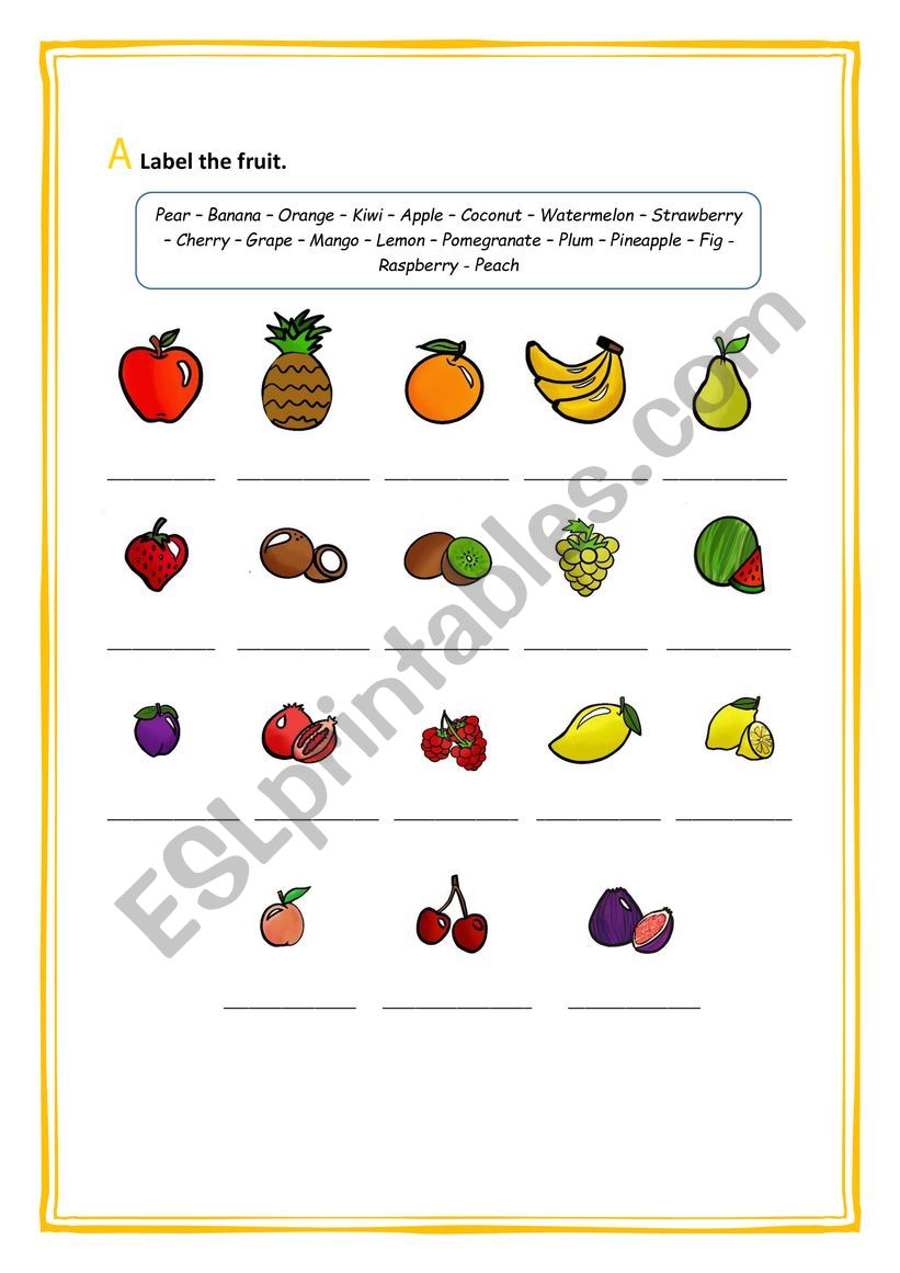 FRUIT worksheet