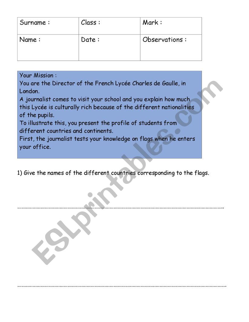 Where are they from ? worksheet