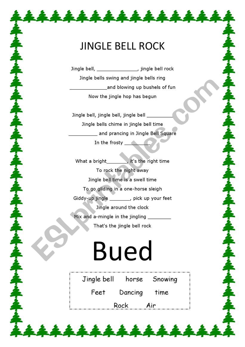 Jingle bell rock songsheet worksheet