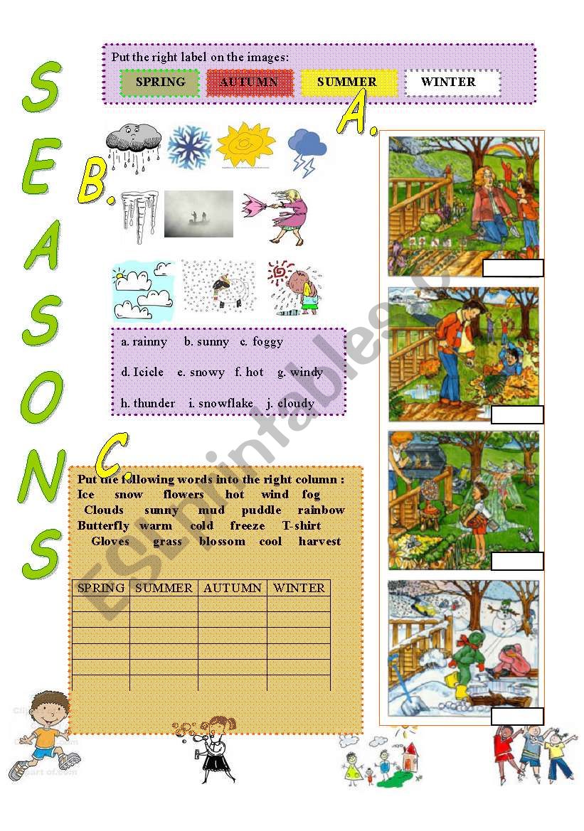 SEASONS worksheet