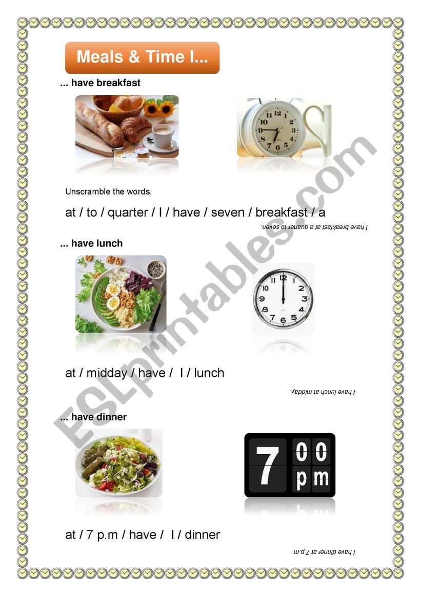 Meals and Time I... worksheet