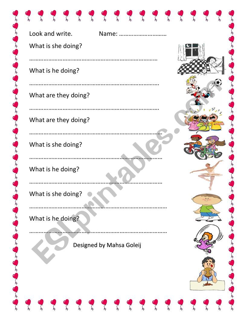 Present continuous worksheet
